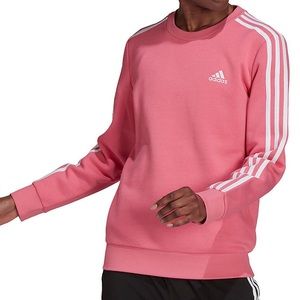 Adidas women’s essentials 3-stripe fleece sweatshirt (pink)